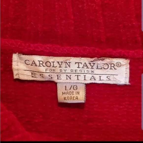 Carolyn Taylor Sweater Women’s Size Large Burgundy Zip Collar
