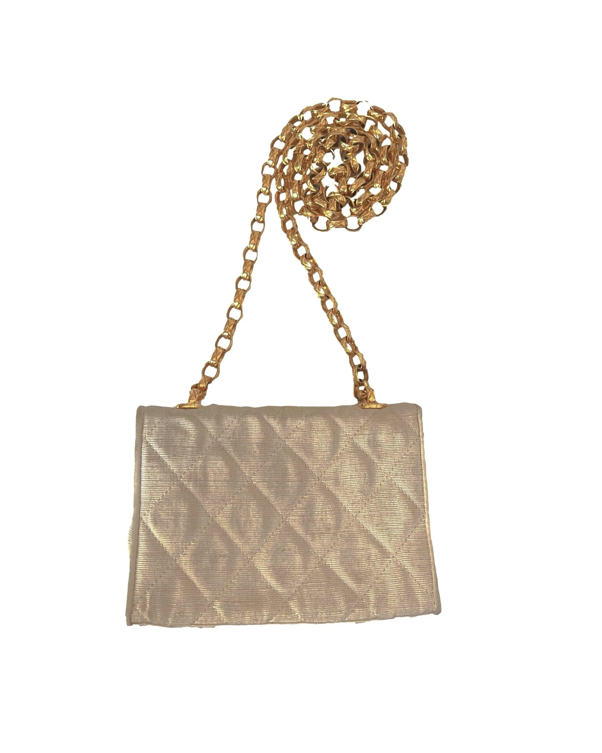 Chanel Cream Quilted Micro Chain Bag
