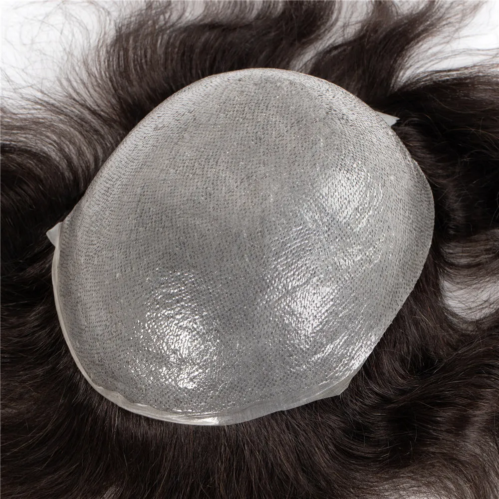 Human Hair Thin Skin V-loop Natural Color 5% Grey Hair Systems