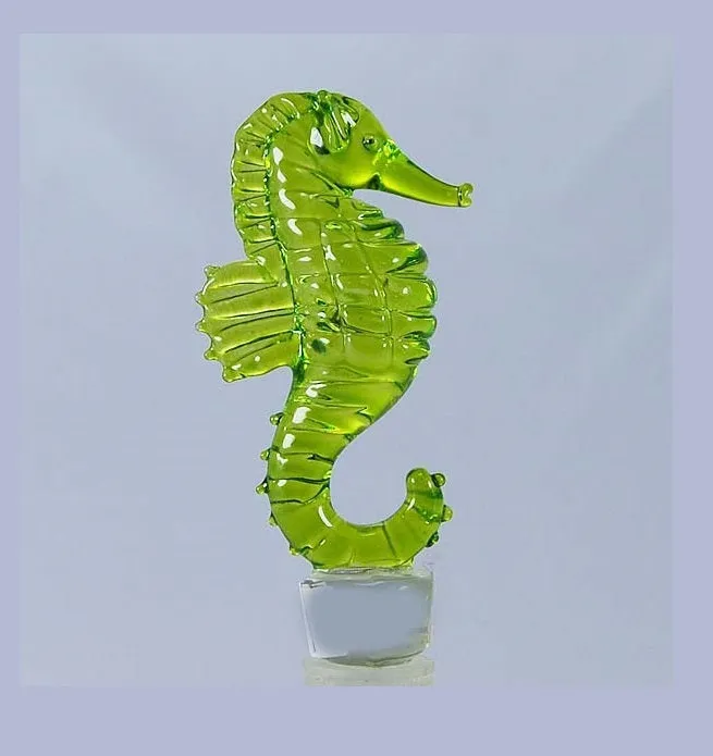 Light Green Seahorse Hand Crafted Bottle Stopper