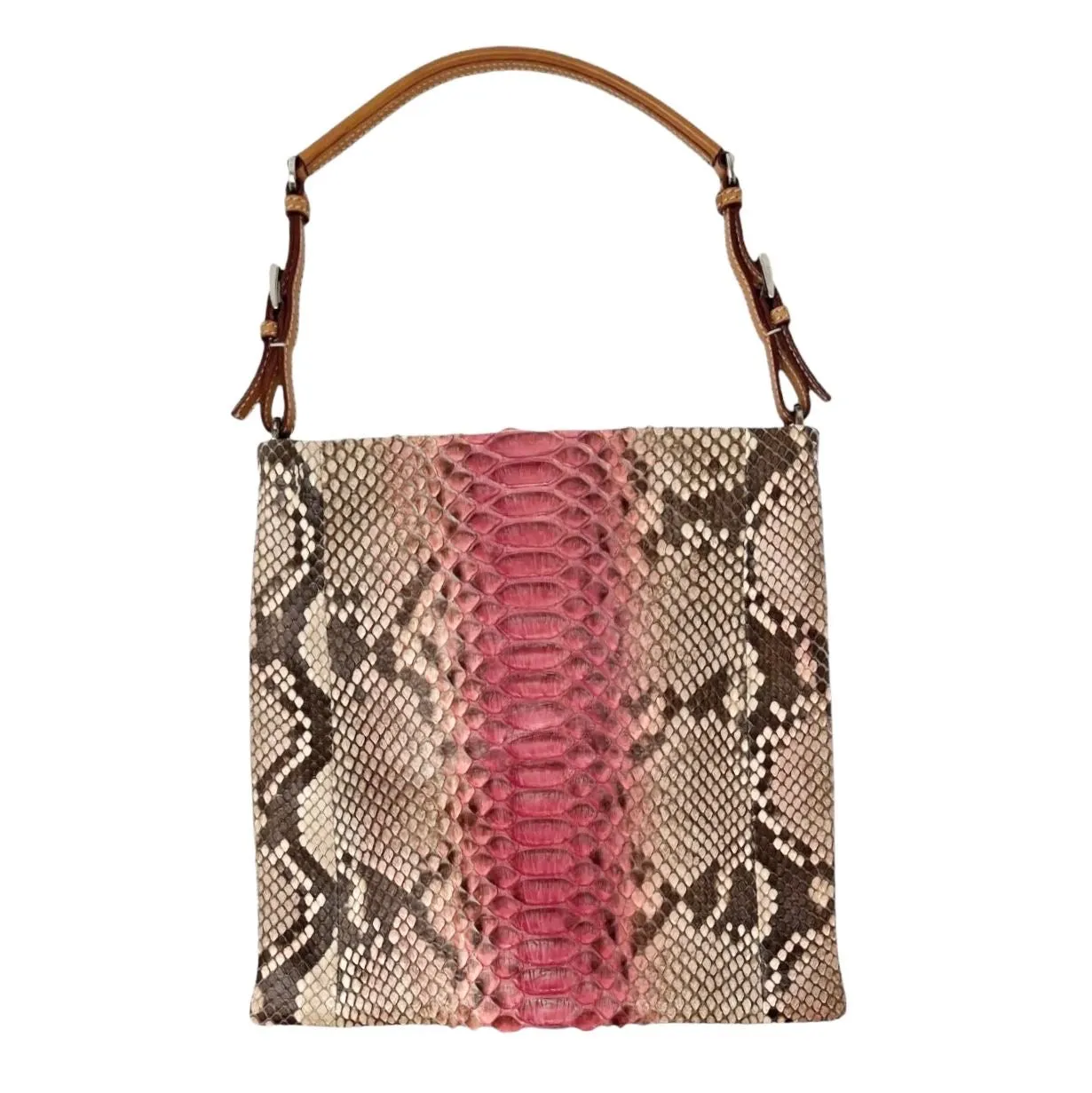 Prada Pink   Brown Snakeskin Top Handle Bag